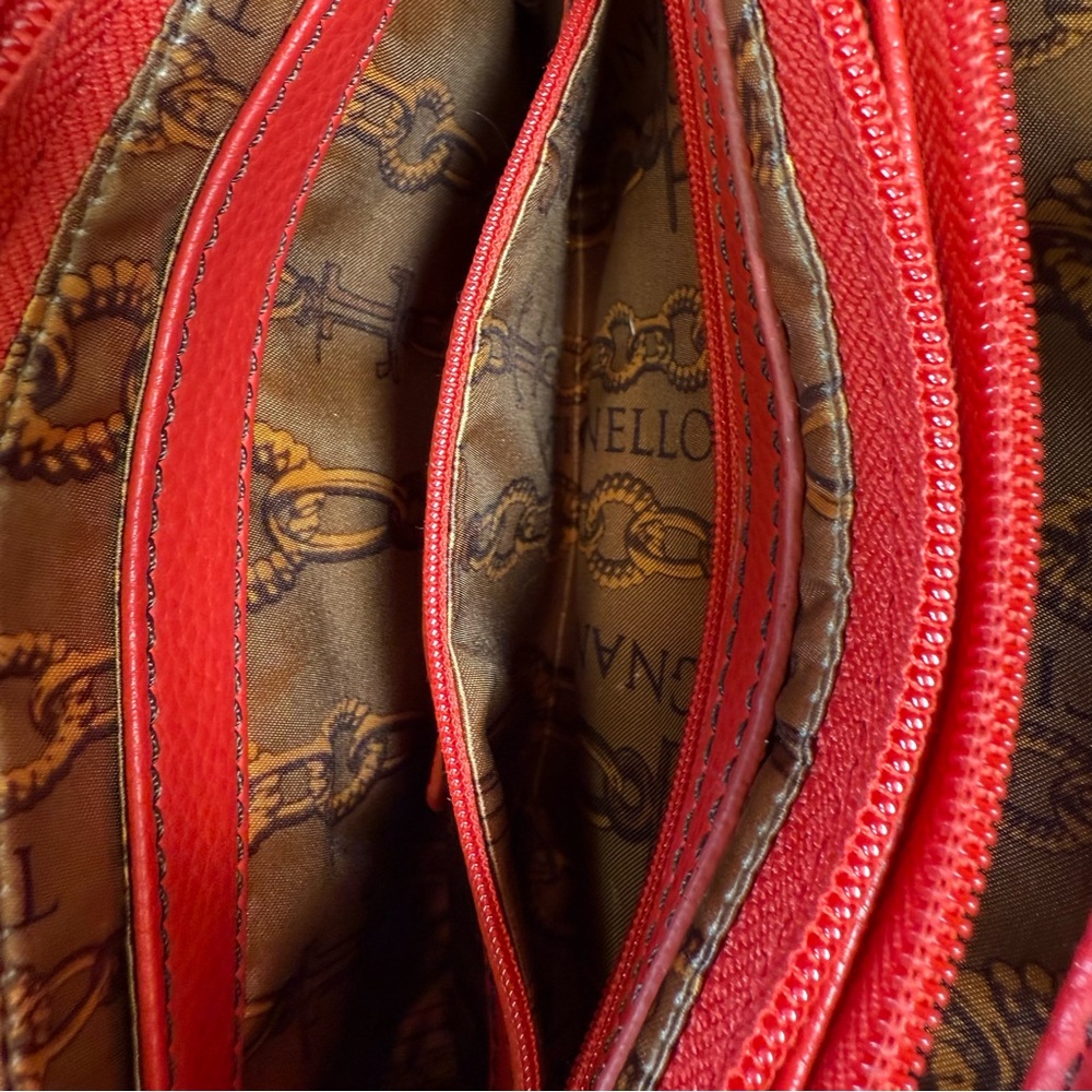 Tignanello Red Genuine Leather Crossbody Bag Pebbled Leather Small - Picture 10 of 13